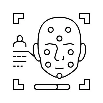 Facial recognition line icon vector illustration Illustrazione stock