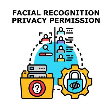 Facial recognition privacy and data permission concept Stock Illustration