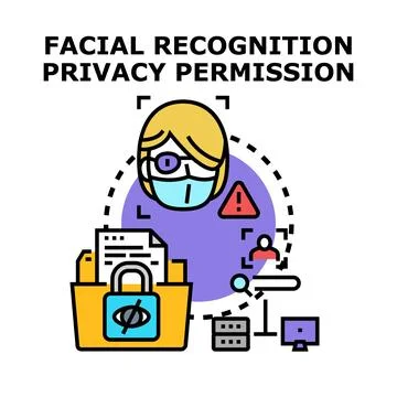 Facial recognition privacy permission concept illustration イラスト素材