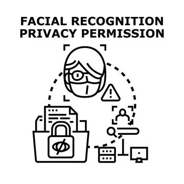 Facial recognition privacy permission concept illustration Stock Illustration