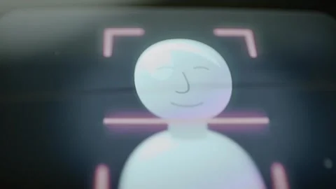 Facial recognition scanner evaluates digital identity Stock Footage 346030988