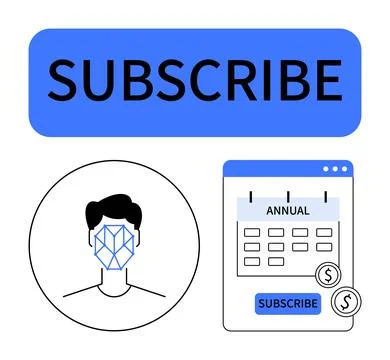 Facial recognition, subscriptions, online services, payment systems, user ver Stock Illustration