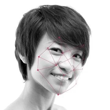 Facial recognition system concept. Biometric verification. Human facial de... Foto stock