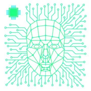 Facial Recognition System concept. Face ID verification services or biometric Stock Illustration