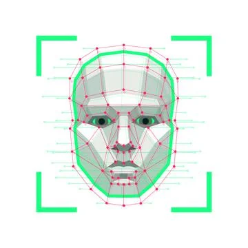 Facial Recognition System concept. Face ID verification services or biometric Illustrazione stock