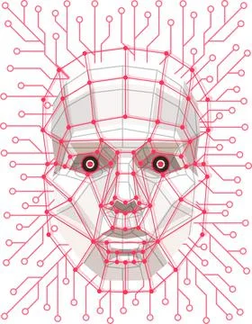 Facial Recognition System concept. Face ID verification services or biometric Illustrazione stock