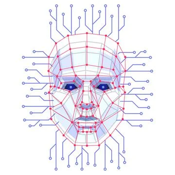 Facial Recognition System concept. Face ID verification services or biometric Stock Illustration