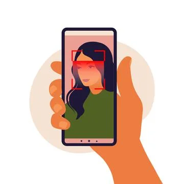 Facial recognition system concept. Face ID, face recognition system. Facial b Stock Illustration