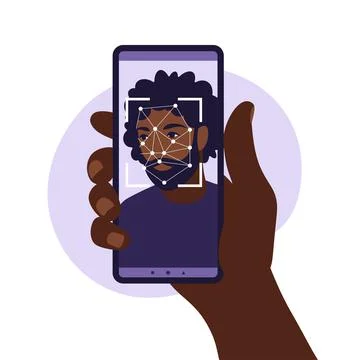 Facial recognition system concept. Face ID, face recognition system. Facial b Stock Illustration