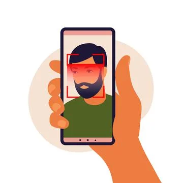 Facial recognition system concept. Face ID, face recognition system. Facial b Stock Illustration