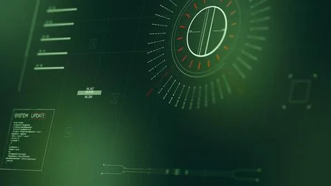 Facial recognition system display shows user data and surveillance information Stock Photos