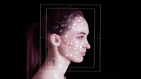 Facial Recognition System. Face ID. Face Detection Dots and Trackers. Stock Footage 101202364