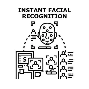 Facial recognition system instantly identifying biometric user access イラスト素材
