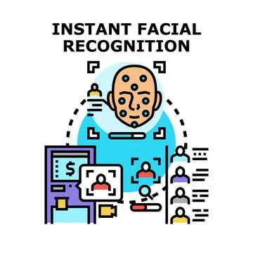 Facial recognition system instantly identifying biometric user access Stock Illustration