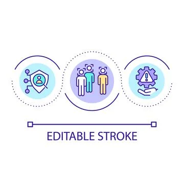 Facial recognition system loop concept icon Illustrazione stock