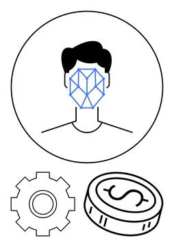 Facial Recognition Technology Analyzing Biometric Data and Its Implications.. Stock Illustration