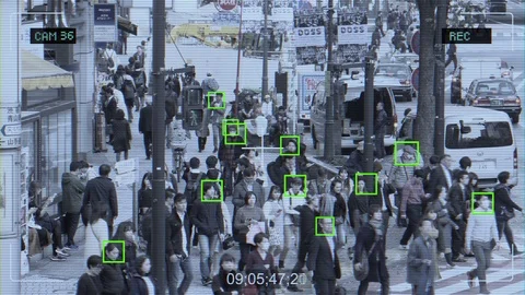 Facial Recognition Technology CCTV Surveillance Stock Footage 111520468