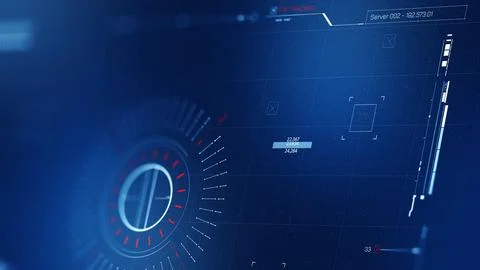 Facial recognition technology displayed on a surveillance screen in a dark Stock Photos