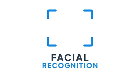 Facial Recognition Technology Icon Animation with Copy Space Stock Footage 345554393