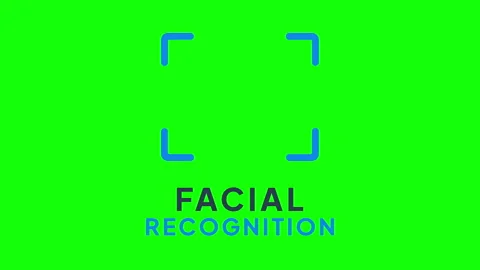 Facial Recognition Technology Icon Animation on Green Screen Background Stock Footage 345554432