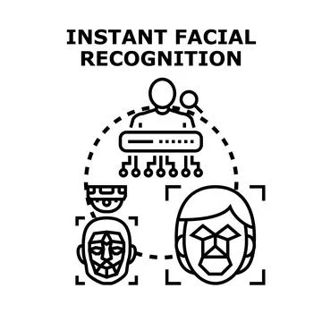 Facial recognition technology identifying person for security scan Stock Illustration