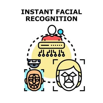 Facial recognition technology identifying person for security scan Stock Illustration