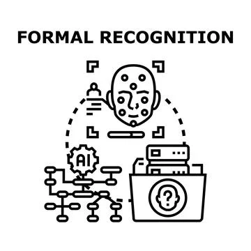 Facial recognition technology identifying person identity process Stock Illustration