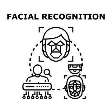 Facial recognition technology scanning human face for biometric identificatio Stock Illustration
