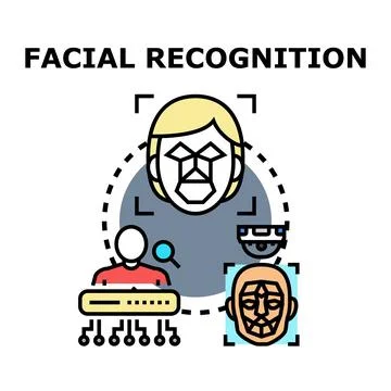 Facial recognition technology scanning human face for biometric identificatio Stock Illustration