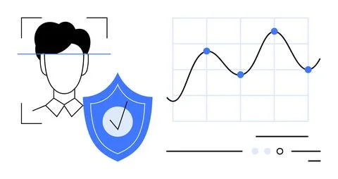 Facial recognition technology security analysis with data visualization for.. 스톡 일러스트