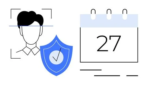 Facial Recognition Technology with Security and Scheduling Concept Stock Illustration