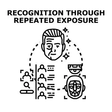 Facial recognition through repeated exposure system concept Stock Illustration