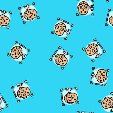 Facial recognition vector seamless pattern Illustrazione stock