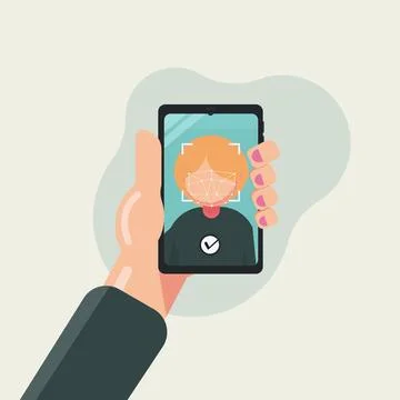 Facial recognize. Smartphone face id system vector illustration Stock Illustration
