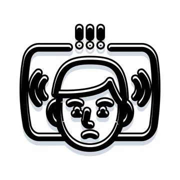 Facial scanning technology detecting person identification issues Stock Illustration