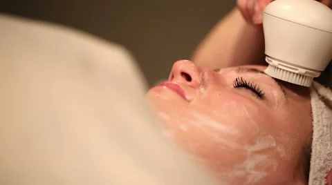 Facial Scrub Cleaning Low Angle Stock Footage 57753073