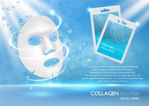 Facial sheet mask advertising vector realistic illustration Stock Illustration
