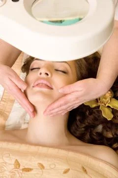 Facial treatment: diagnostics of problems Stock Photos