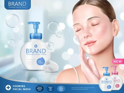 Facial wash ads Stock Illustration