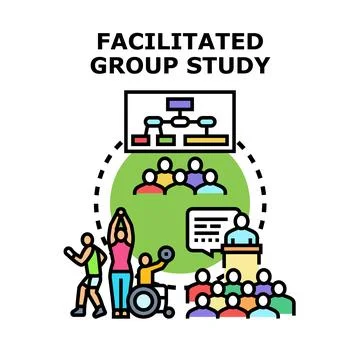 Facilitated group study learning and inclusive development Ilustración de archivo