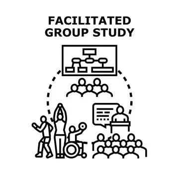 Facilitated group study learning and inclusive development Stock Illustration
