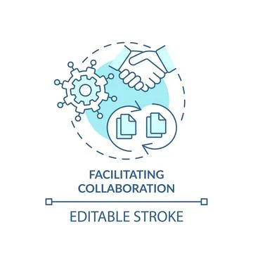Facilitating collaboration turquoise concept icon Stock Illustration