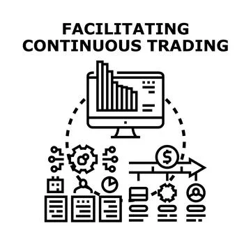 Facilitating continuous digital trading and financial exchange Stock Illustration