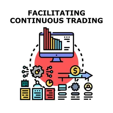 Facilitating continuous digital trading and financial exchange Stock Illustration
