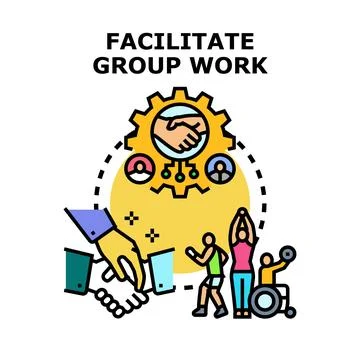 Facilitating diverse group teamwork with collaboration and inclusion Ilustración de archivo