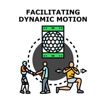 Facilitating dynamic motion with assistance robot and technology Stock Illustration