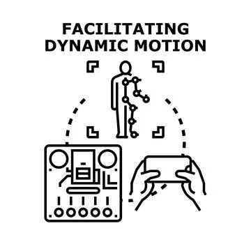 Facilitating dynamic motion with tracking technology and mobile control Stock Illustration