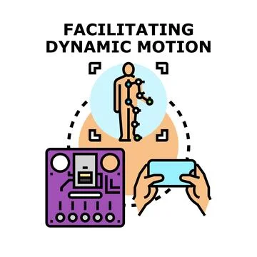 Facilitating dynamic motion with tracking technology and mobile control Stock Illustration