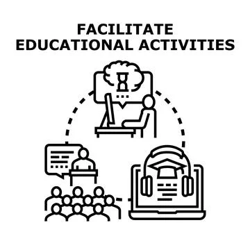 Facilitating educational activities through online and in person learning 스톡 일러스트