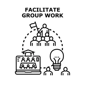 Facilitating group work, collaboration and remote education concept 스톡 일러스트